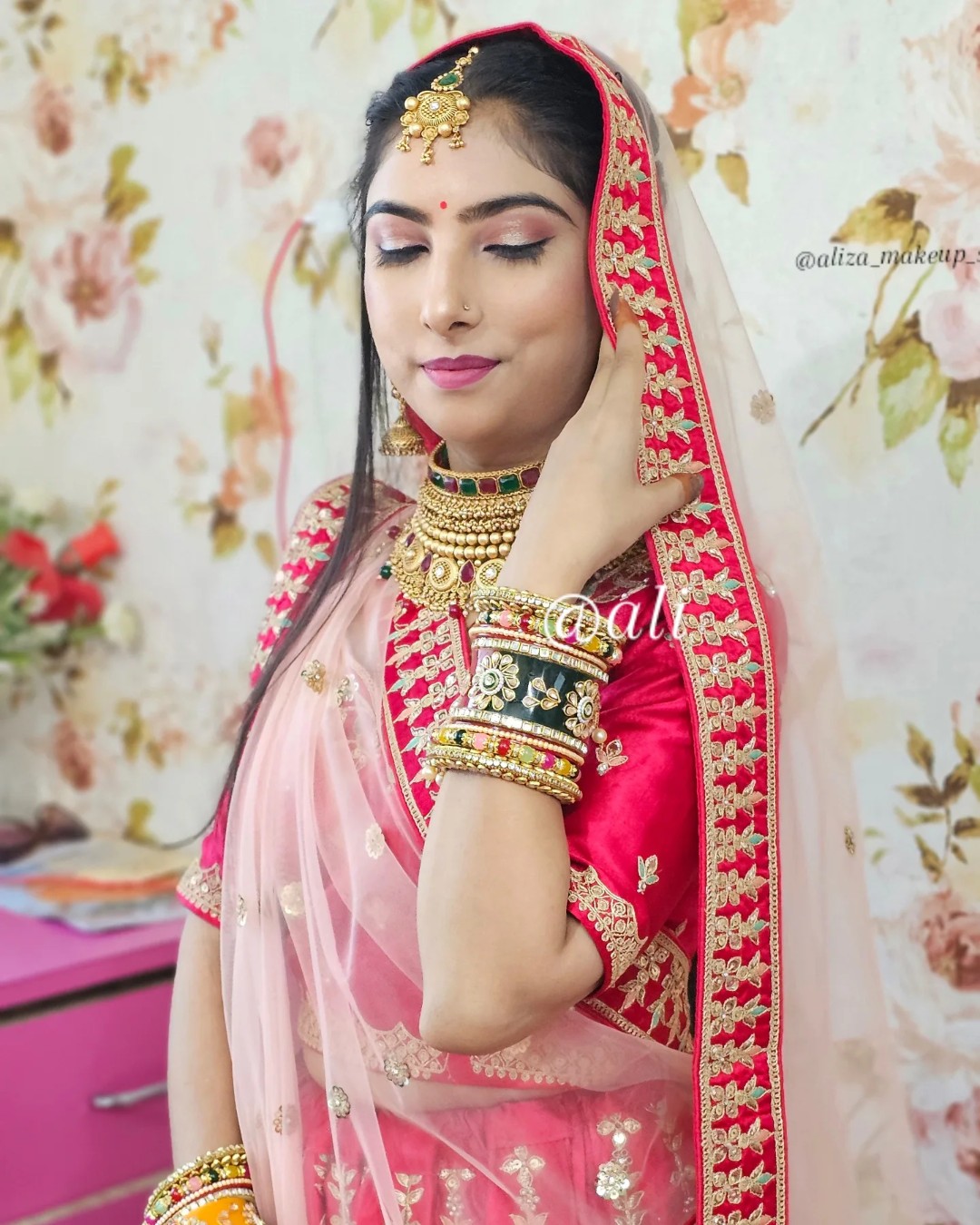 Blush pink bridal look